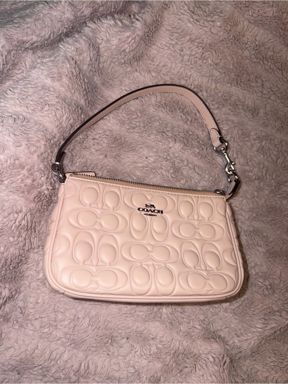 Coach Pale Pink Embossed Signature Wristlet